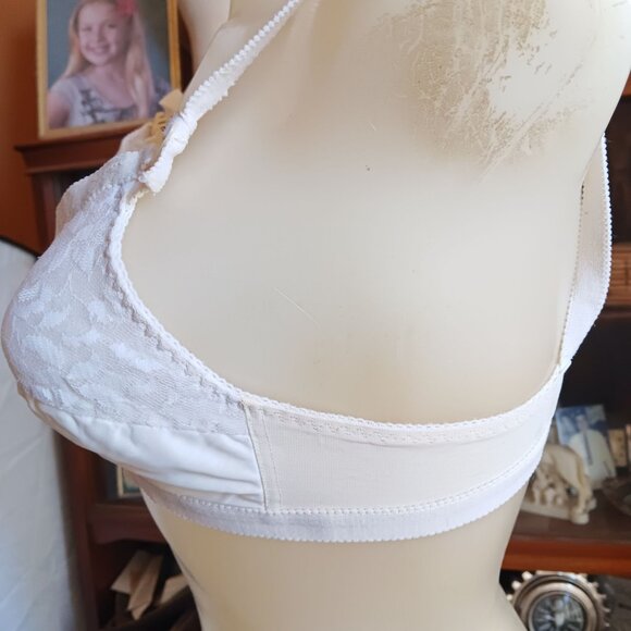 Vintage 34B Sears Bra White Lace Front Hook Closure Padded 197's - Picture 6 of 8
